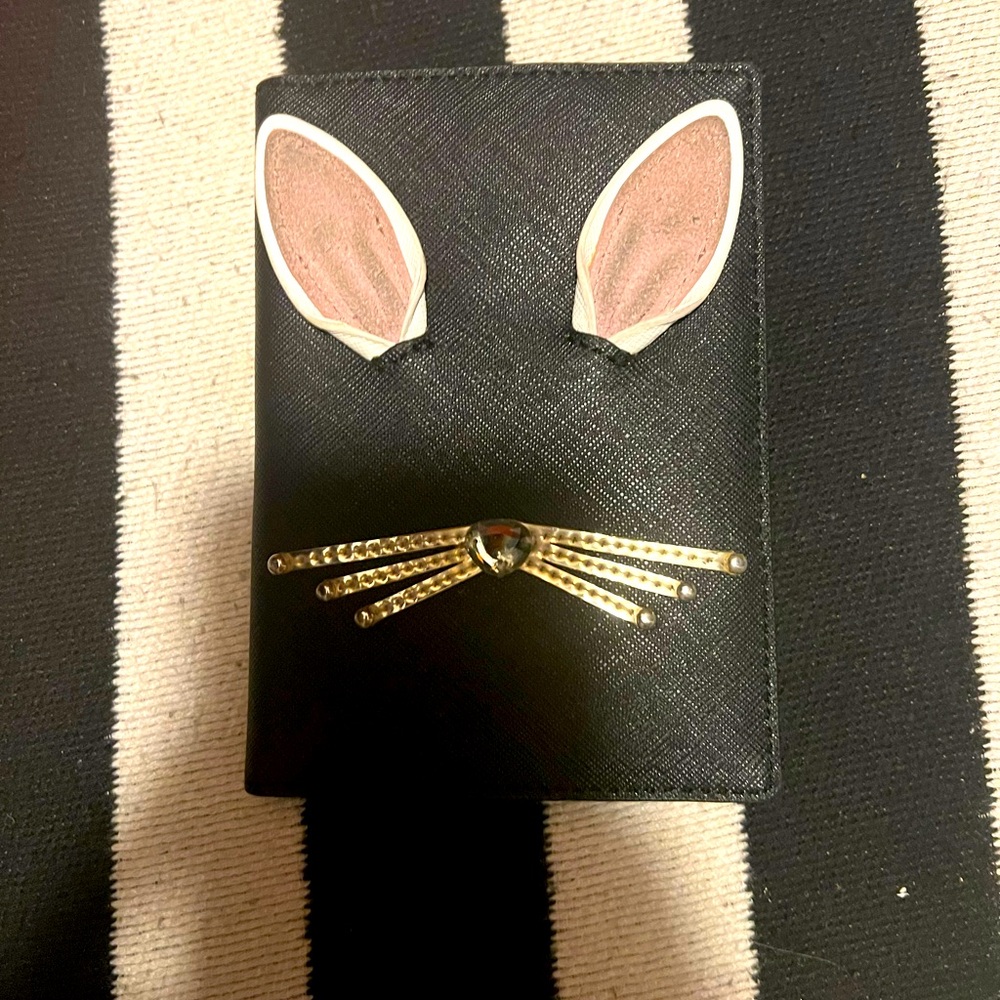 Kate Spade Black bunny passport holder